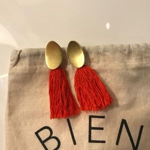 Madewell Tassel Statement Earrings in Bright Poppy